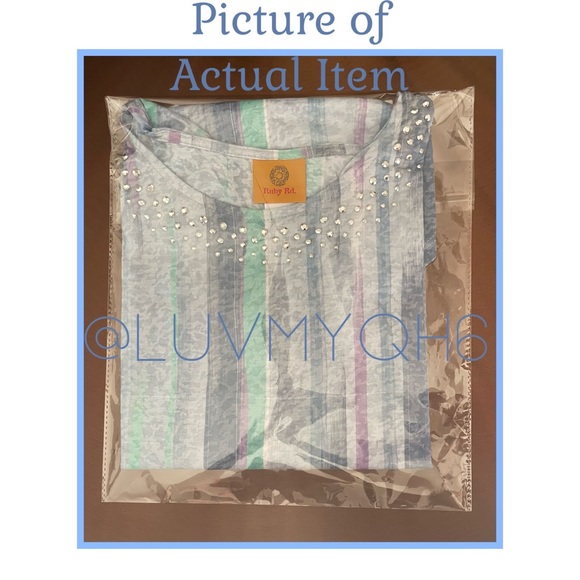 Ruby Rd. Watercolor Striped Top - Picture 2 of 3